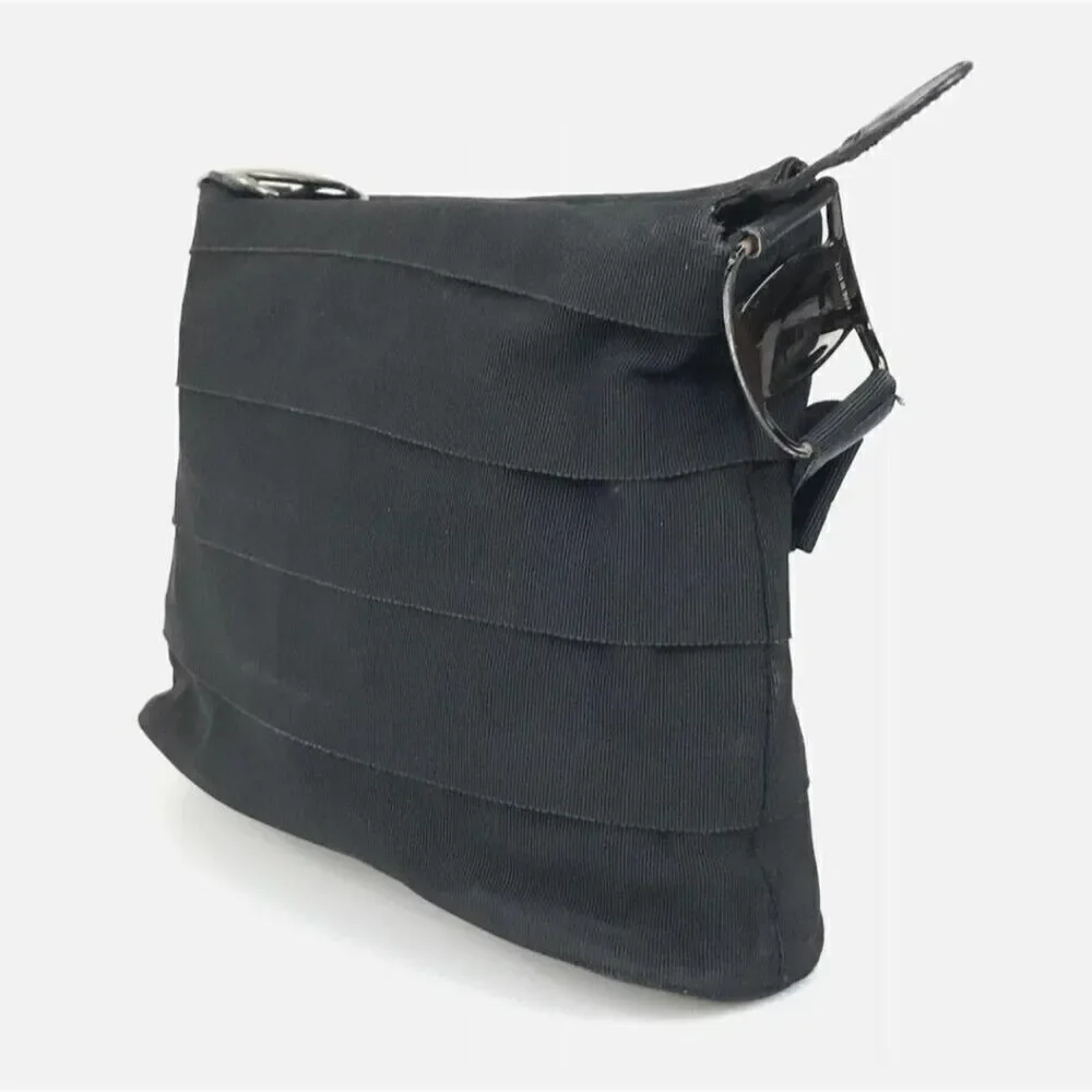 Salvatore Ferragamo Bag Shoulder Bag Au 21 8138 Black Canvas Authentic